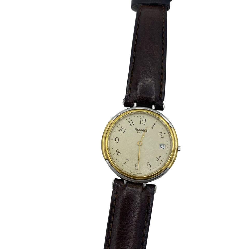 Hermès Armbanduhr aus Stahl in Braun