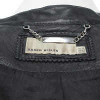 Karen Millen Jacke/Mantel aus Leder in Schwarz