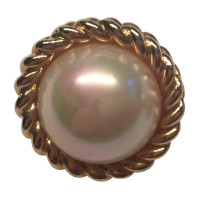 Christian Dior Boucles d'oreilles clip plaqué or avec perle