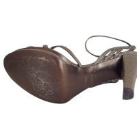 Fendi Bronze strassed high sandals