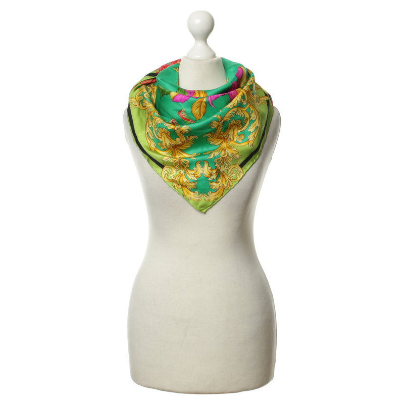 Gianni Versace Kleurrijk patroon zijden sjaal