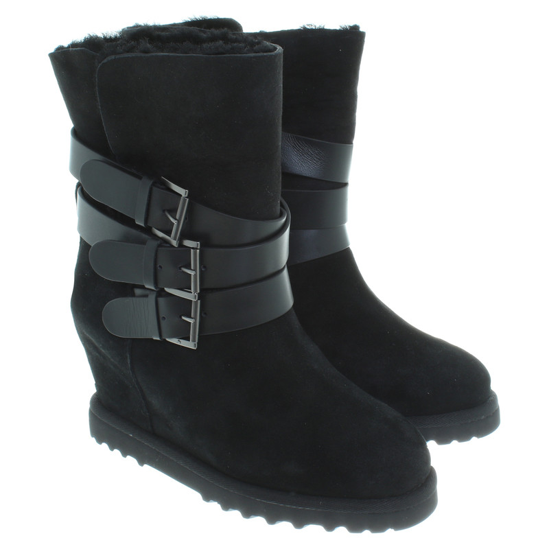 Ash Sheepskin ankle boots in black
