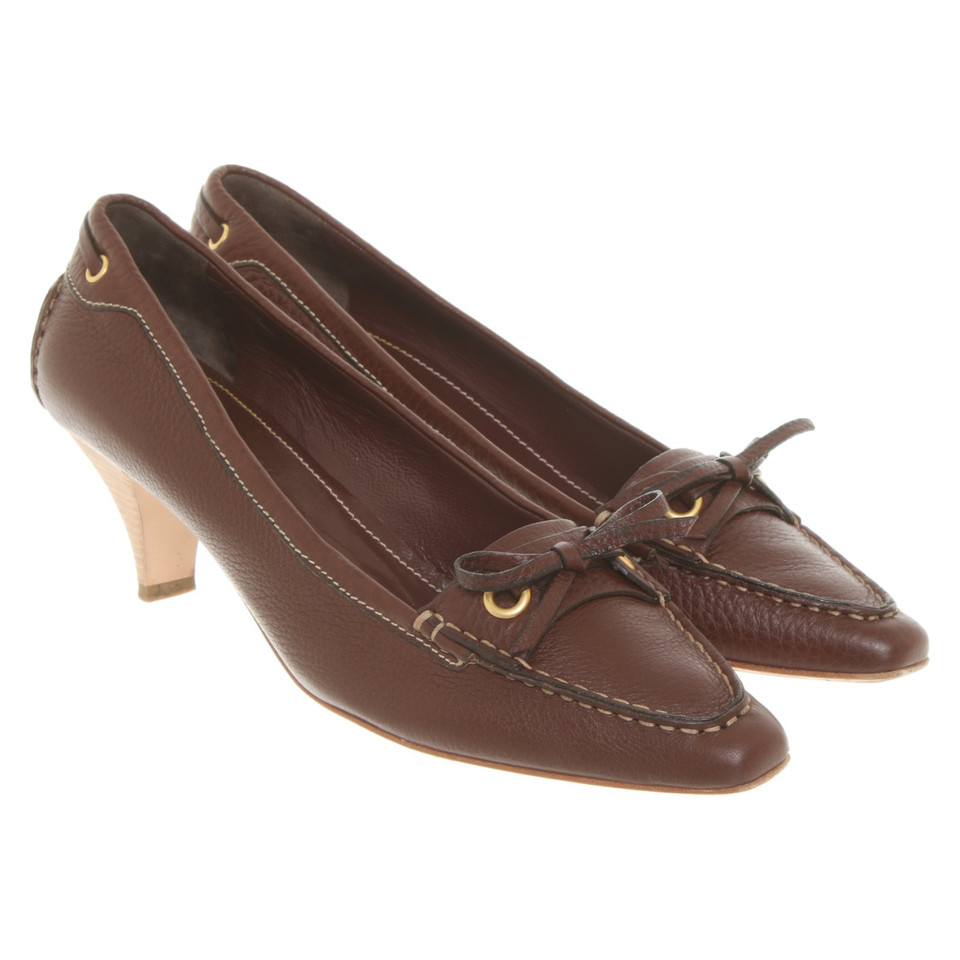 Car Shoe Pumps/Peeptoes en Cuir en Marron