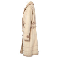 Louis Vuitton Manteau en cuir avec détails en fourrure de vison