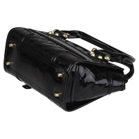 Burberry Manor Black Quilted Patent Leather Bag