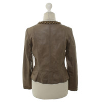 Golden Buckle Leather jacket in khaki