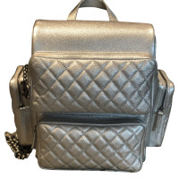 Chanel Rock Backpack Leer in Zilverachtig