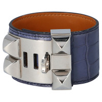 Hermès Collier de Chien Armband aus Leder in Blau