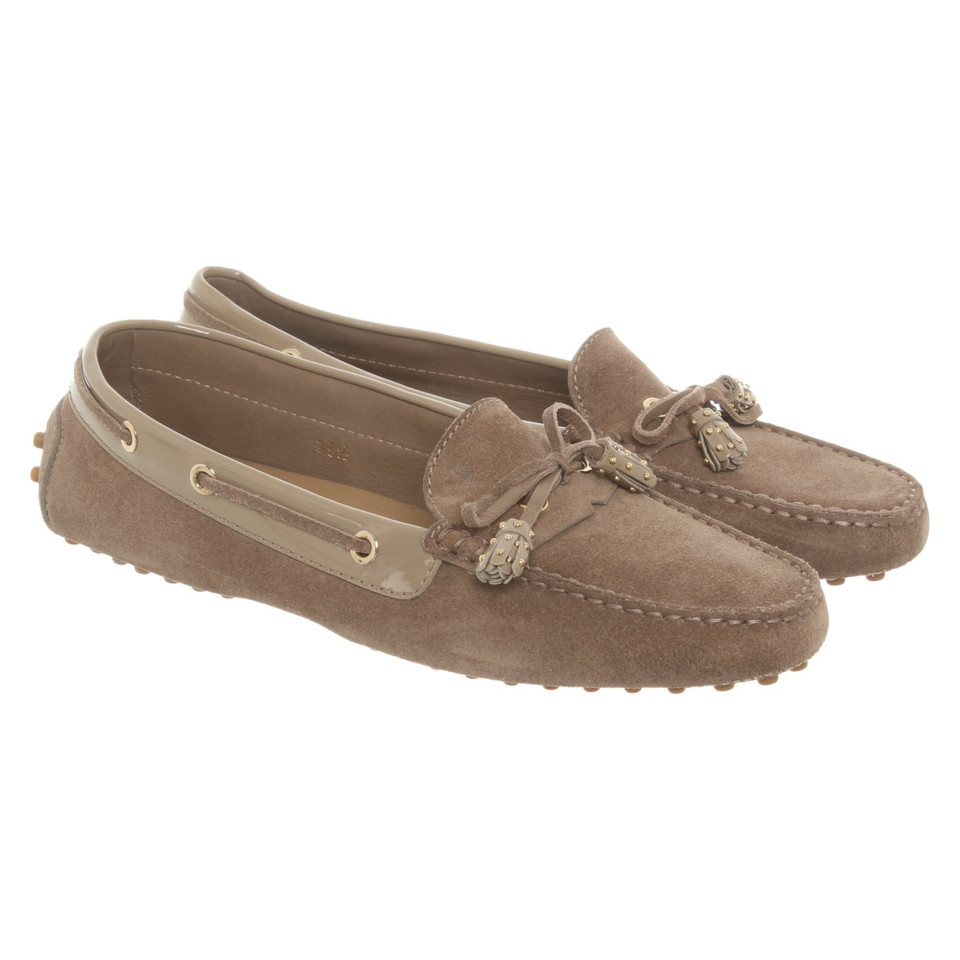 Tod's Slippers/Ballerinas Suede in Taupe