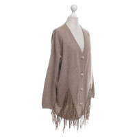 White T Cashmere cardigan with fringes