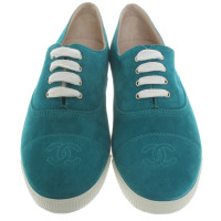 Chanel Turquoise lace-up shoes