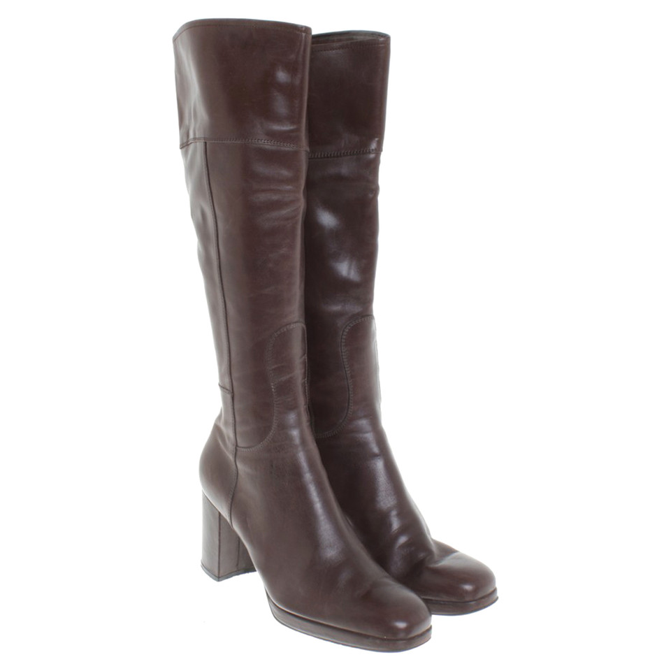 Dolce & Gabbana Leather boots in dark brown