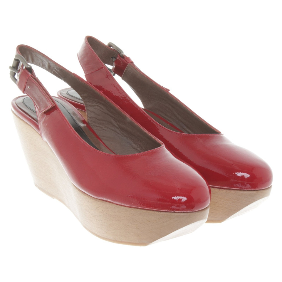 Marni Patent leather wedges in red