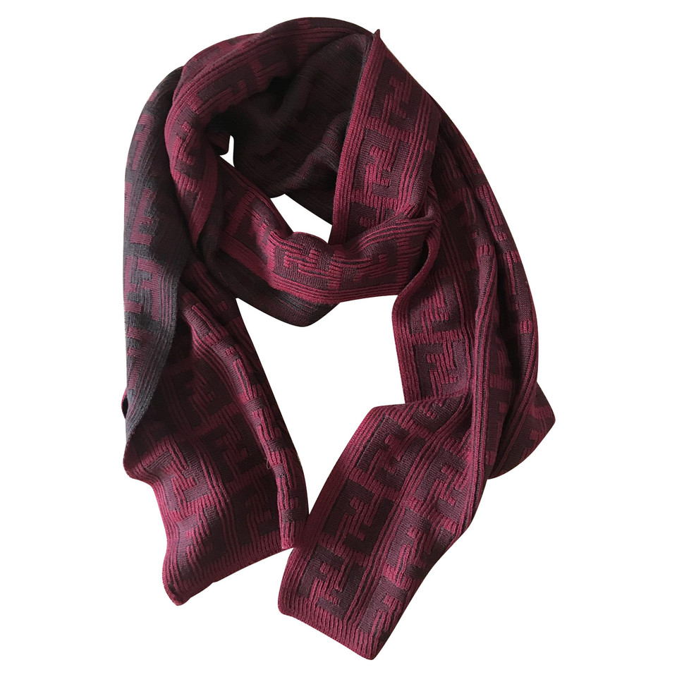 Fendi Echarpe/Foulard en Laine en Bordeaux