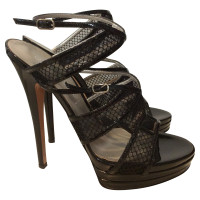 Casadei Sandals Patent leather in Black