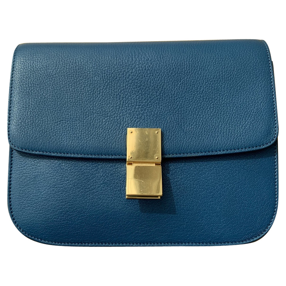 Céline Box Bag aus Leder in Blau