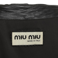 Miu Miu Kurze Lederjacke in Schwarz