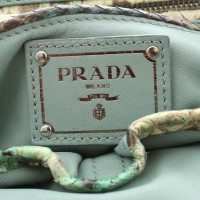 Prada Leinenclutch mit Leder-Details