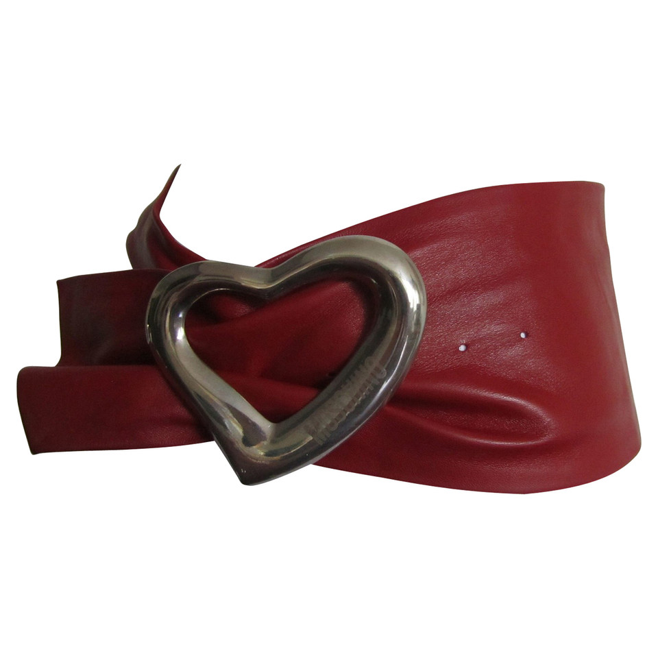 Moschino Leather belt in red
