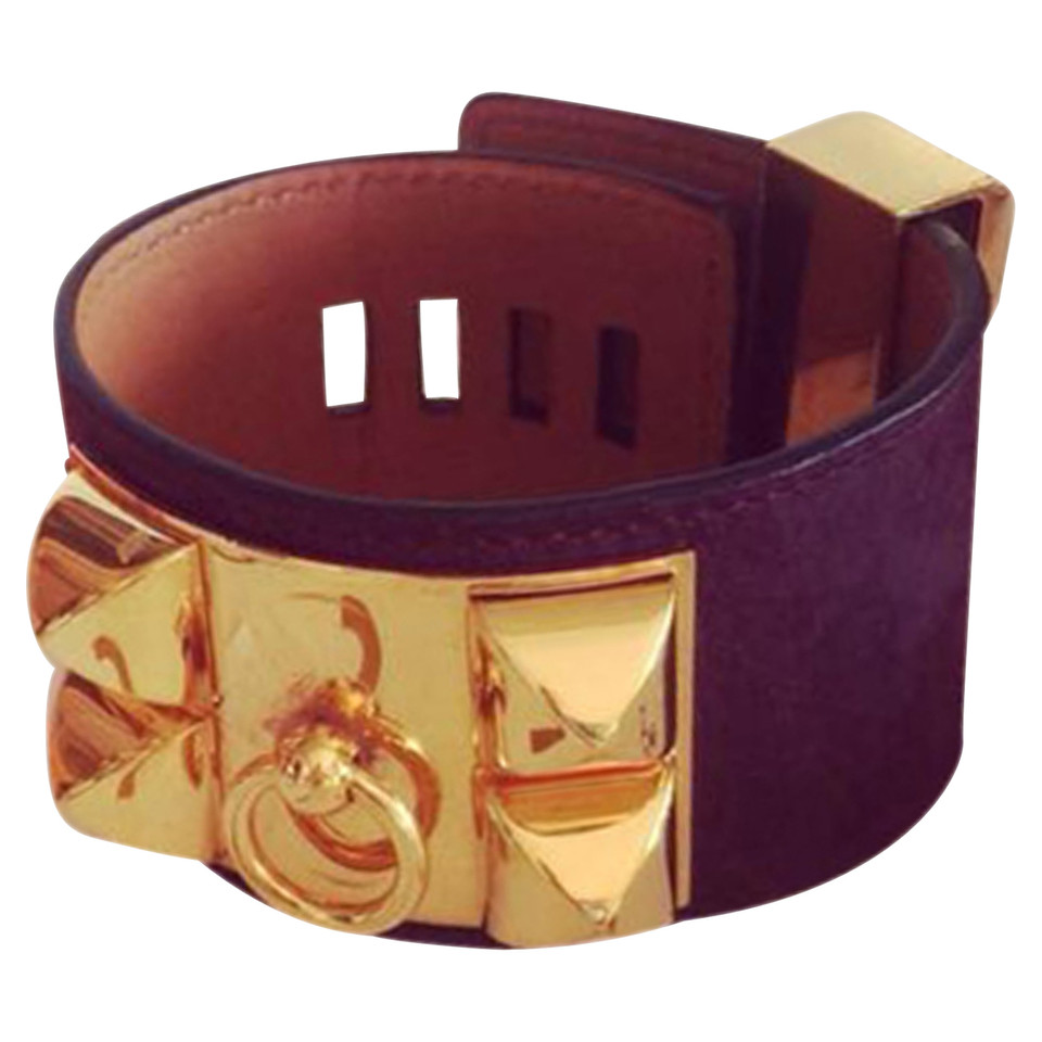 Hermès Collier de Chien Armband in Pelle in Viola