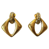 Yves Saint Laurent Gilded rhinestone ear clips