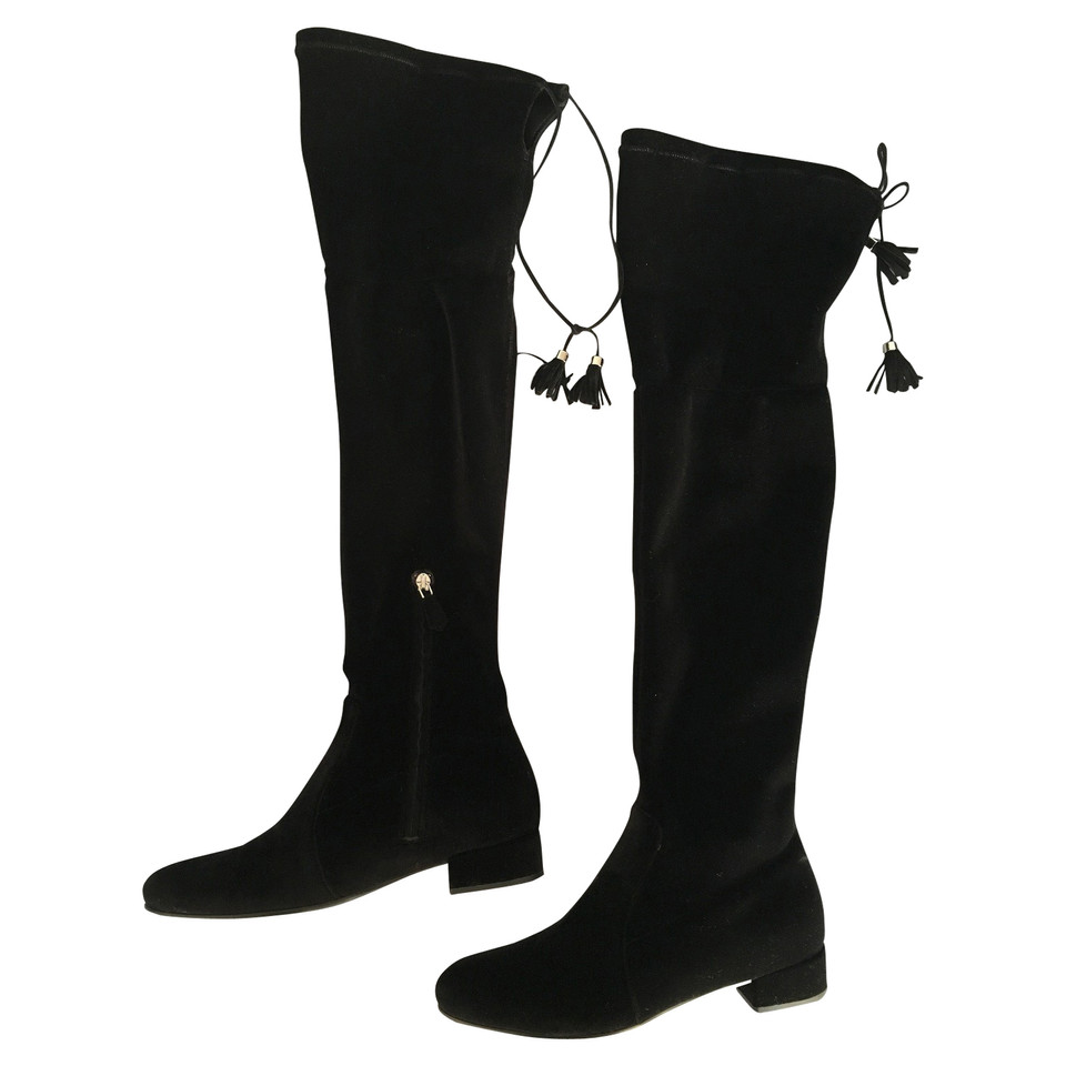 Prada bottes de genou en noir