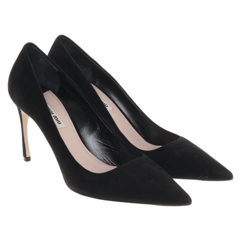 Miu Miu Pumps/Peeptoes aus Wildleder in Schwarz