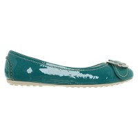 Car Shoe Slippers/Ballerinas Patent leather in Turquoise