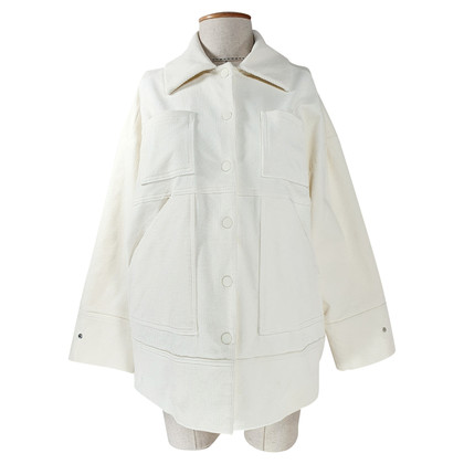 Ganni Jacke/Mantel aus Baumwolle in Weiß