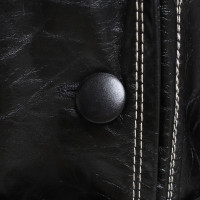 Laurèl Black leather jacket with lapel collar