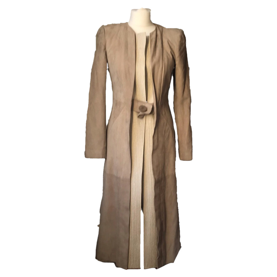 Valentino Garavani Giacca/Cappotto in Pelle scamosciata in Beige