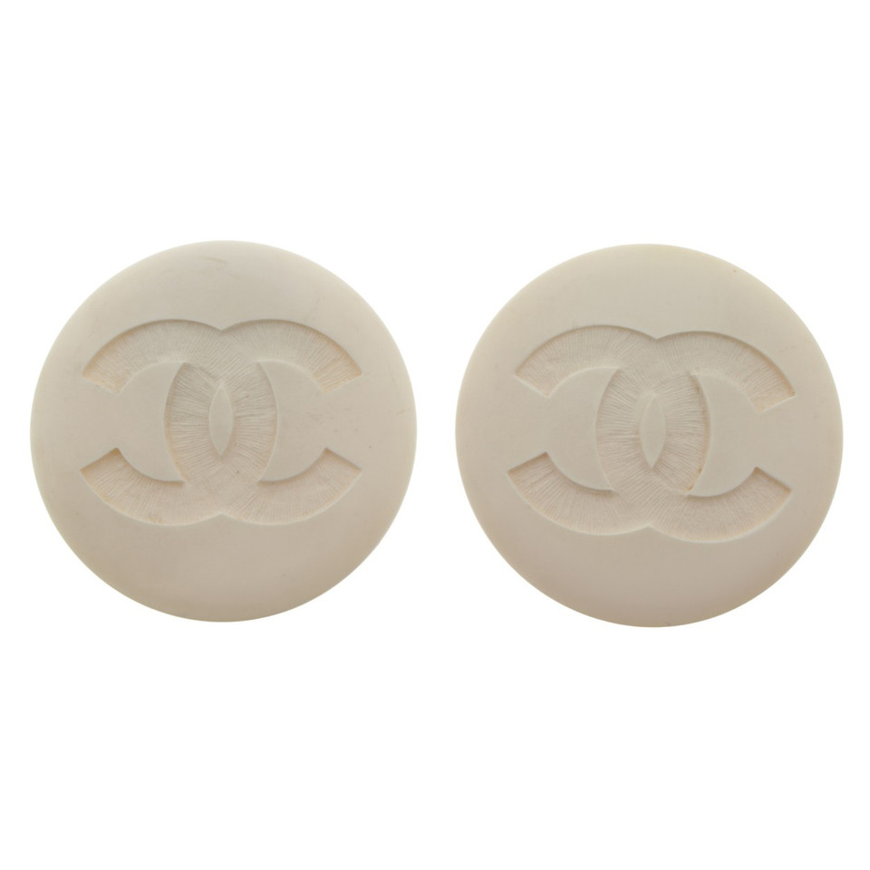 Chanel Large earclips in white