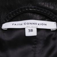Faith Connexion Veste noire en peau d'agneau