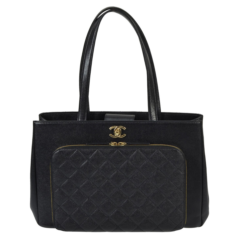 Chanel Shopper aus Leder in Schwarz