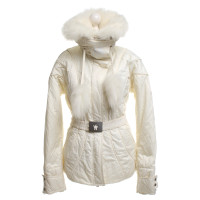 Moncler Weiße Jacke mit Pelz-Besatz