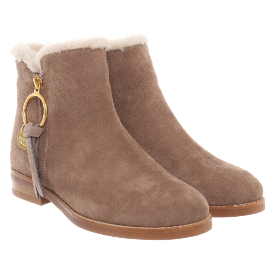 See By Chloé Stiefeletten aus Leder in Taupe
