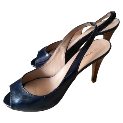 Pollini Sandals Patent leather in Blue