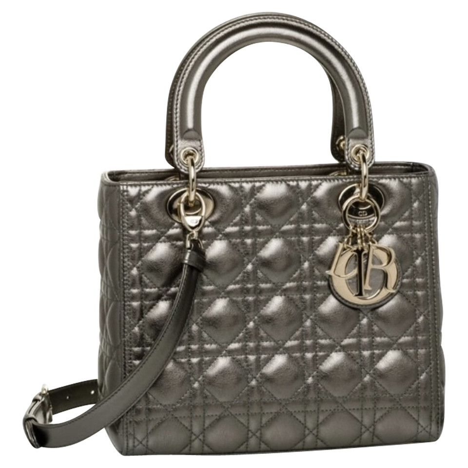 Christian Dior Lady Dior Leer in Grijs