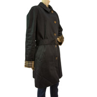 Burberry Black Cotton Raincoat Mac con cintura Trench