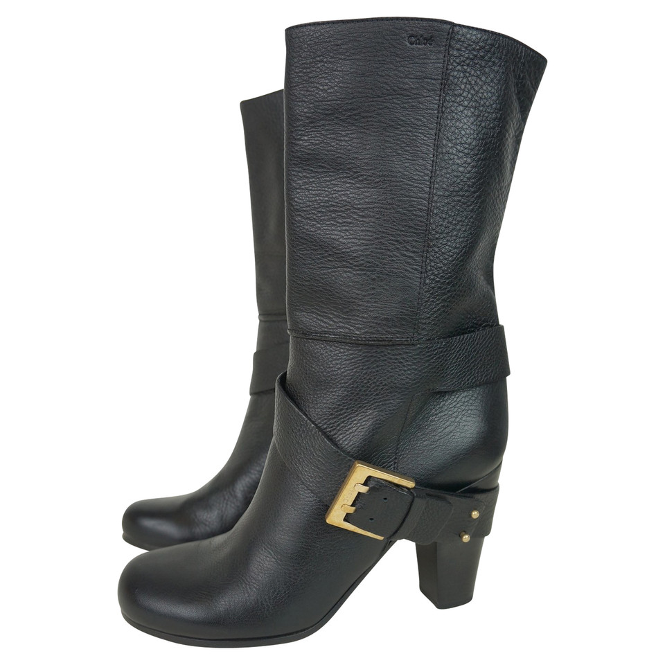 Chloé Bottes en Cuir en Noir