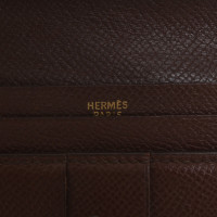 Hermès Béarn Leer in Bruin