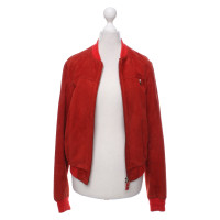 Cesare Paciotti Jacke/Mantel aus Wildleder in Rot