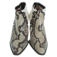 Walter Steiger Ankle boots made of linen and reptile leather