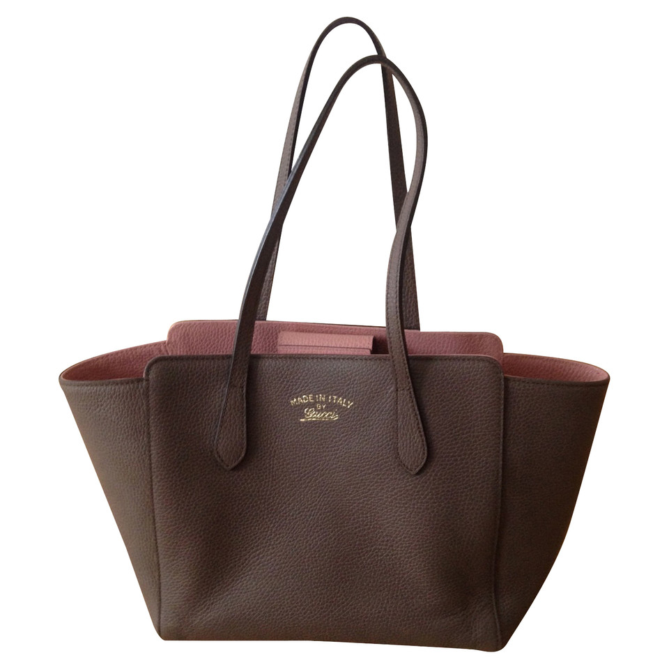 Gucci Swing Tote Leer in Taupe