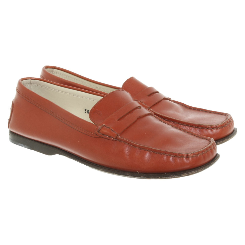 Tod's Chaussons/Ballerines en Cuir en Marron