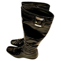 Prada Bottes en Cuir verni en Noir