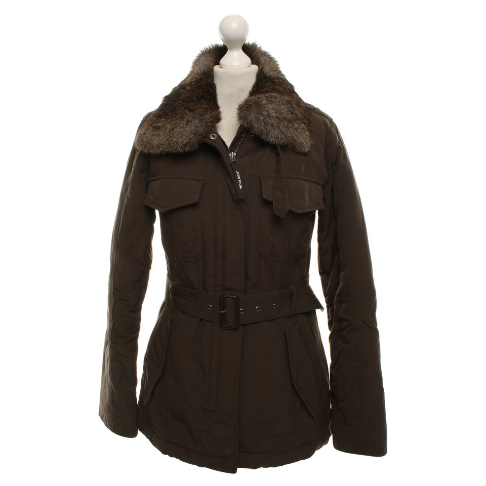 Woolrich Parka in olive rifinito con pelliccia