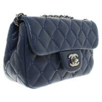 Chanel Classic Flap Bag Small Leer in Blauw