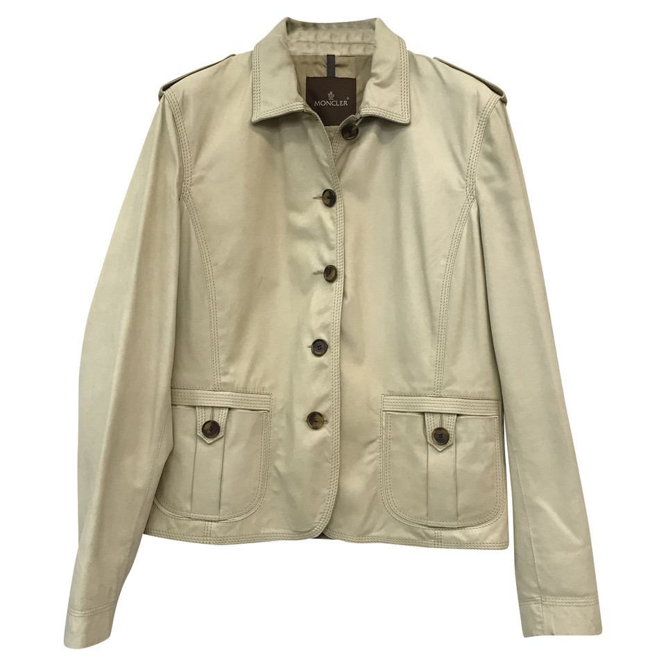 Moncler Jacke/Mantel aus Leder in Creme