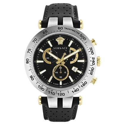 Versace Armbanduhr aus Leder in Schwarz